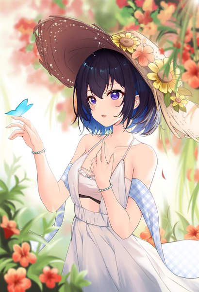 Anime picture 3330x4872 with honkai impact 3rd benghuai xueyuan honkai (series) seele vollerei taw (993004677) single tall image blush fringe highres short hair open mouth black hair hair between eyes standing purple eyes payot looking away absurdres outdoors