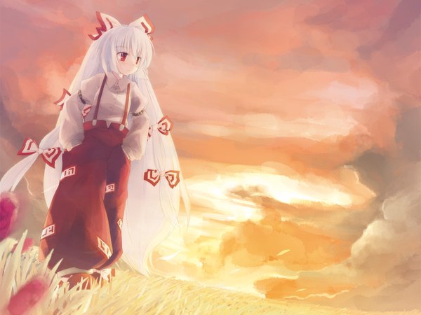 Anime picture 1600x1200 with touhou fujiwara no mokou girl tagme