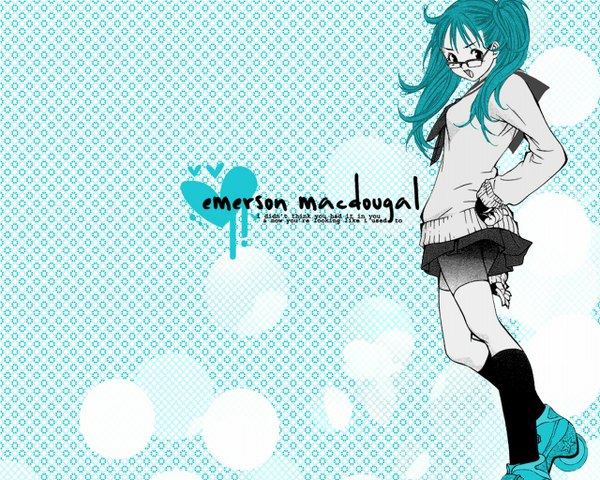 Anime picture 1280x1024 with air gear toei animation noyamano ringo simple background twintails aqua hair girl skirt glasses rollerblades
