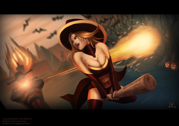 Аниме картинка 4961x3508 с dota 2 (game) lina (dota 2) deilan12 (artist) один (одна) длинные волосы высокое разрешение грудь открытый рот лёгкая эротика светлые волосы улыбка жёлтые глаза смотрит в сторону absurdres губы letterboxed хэллоуин полёт ведьма верхом на метле