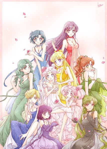 Anime picture 1155x1610 with bishoujo senshi sailor moon toei animation tsukino usagi chibiusa aino minako kino makoto princess serenity mizuno ami hino rei tomoe hotaru kaiou michiru tenou haruka meiou setsuna princess usagi small lady princess jupiter princess mars princess venus princess mercury princess saturn princess neptune