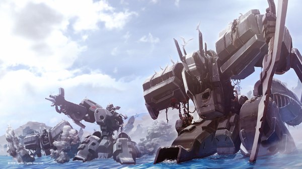 Anime picture 1920x1080 with muv-luv highres wide image jpeg artifacts weapon water gun mecha
