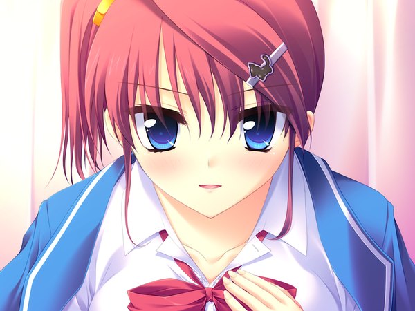 Anime picture 1200x900 with fairy life (game) blue eyes game cg red hair close-up girl
