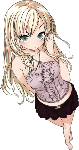 Anime picture 2116x4004 with boku wa tomodachi ga sukunai kashiwazaki sena buriki single long hair tall image highres light erotic blonde hair green eyes absurdres official art transparent background vector girl