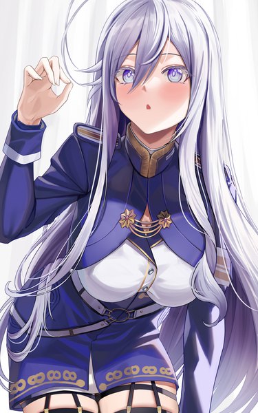 Anime picture 2500x4000 with 86 -eightysix- vladilena millize piukute062 single long hair tall image blush fringe highres breasts open mouth blue eyes hair between eyes large breasts payot looking away silver hair ahoge indoors :o