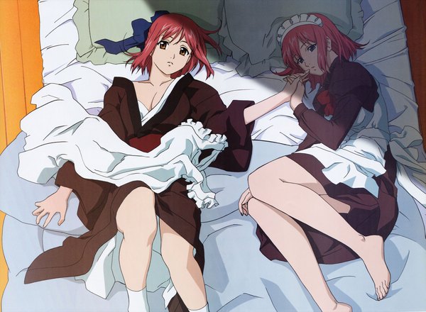 Anime picture 4725x3471 with shingetsutan tsukihime melty blood type-moon kohaku (tsukihime) hisui (tsukihime) highres scan maid