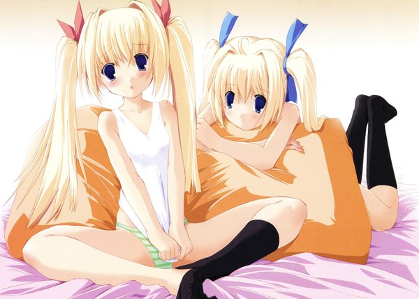 Anime picture 1920x1374 with clover heart's highres light erotic twintails multiple girls girl 2 girls
