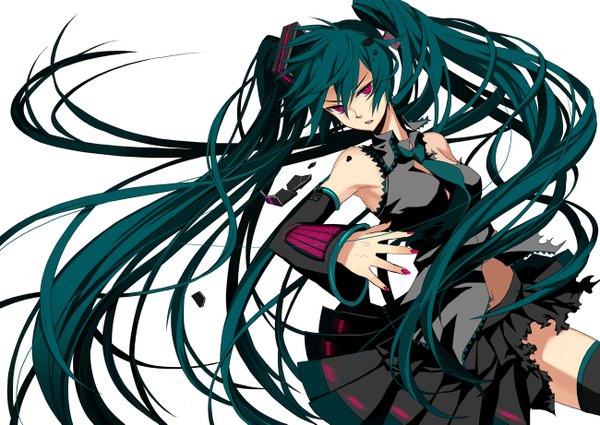 Anime picture 1300x921 with vocaloid hatsune miku osamu (jagabata) white background girl