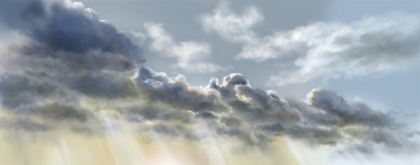 Anime picture 1080x425 with original necona (pixiv) wide image sky cloud (clouds) sunlight