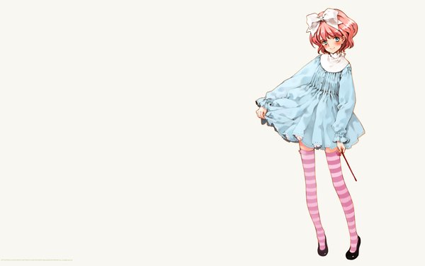 Anime picture 1920x1200 with shoujo mahou gaku little witch romanesque littlewitch aria vancleef oyari ashito single blush highres short hair blue eyes simple background smile wide image standing white background pink hair full body head tilt loli wallpaper girl