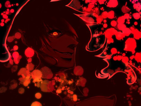 Anime picture 1024x768 with hellsing alucard (hellsing) single long hair fringe smile red eyes hair over one eye boy