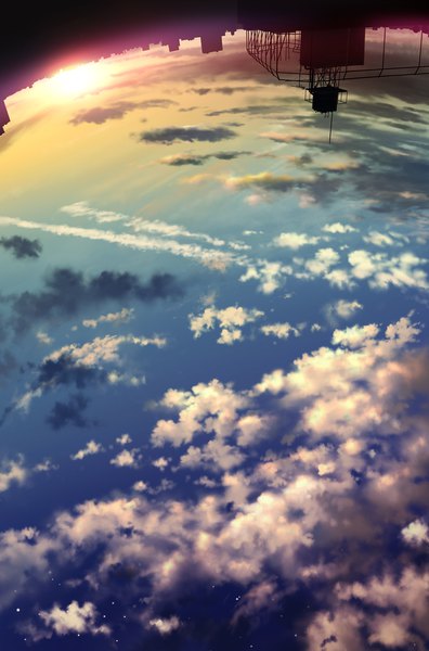 Аниме картинка 1200x1816 с оригинальное изображение pei (sumurai) высокое изображение небо облако (облака) вечер отражение закат без людей здание (здания) звезда (звёзды)