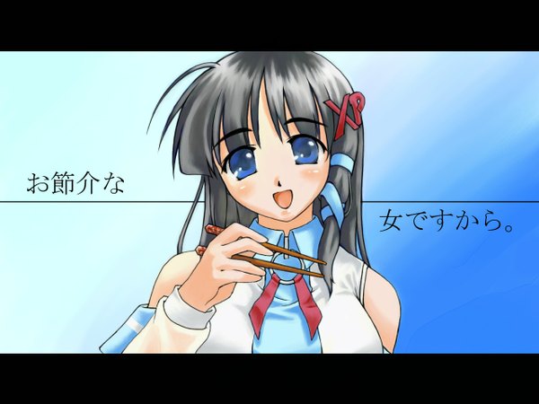 Anime picture 1280x960 with os-tan xp-tan (saseko) smile chopsticks tagme