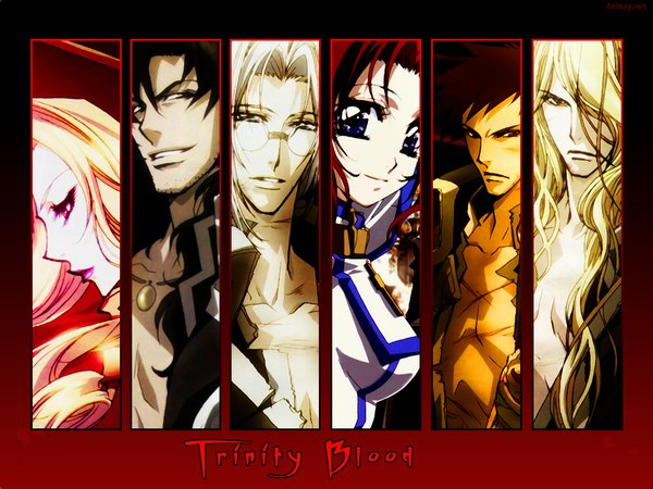 Anime picture 1024x768 with trinity blood gonzo abel nightroad esther blanchett tres iqus hugue de watteau leon garcia de asturias katerina (trinity blood)