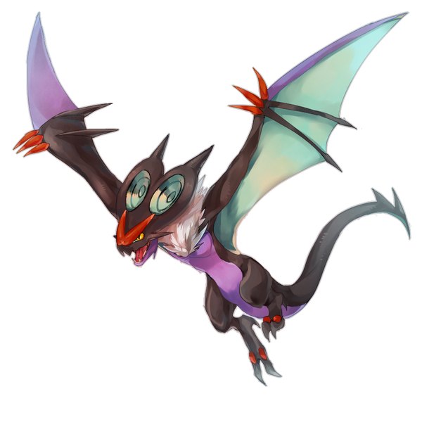 Anime picture 900x900 with pokemon pokemon xy nintendo noivern katagiri hachigou single open mouth simple background white background flying no people gen 6 pokemon animal dragon bat pokemon (creature)