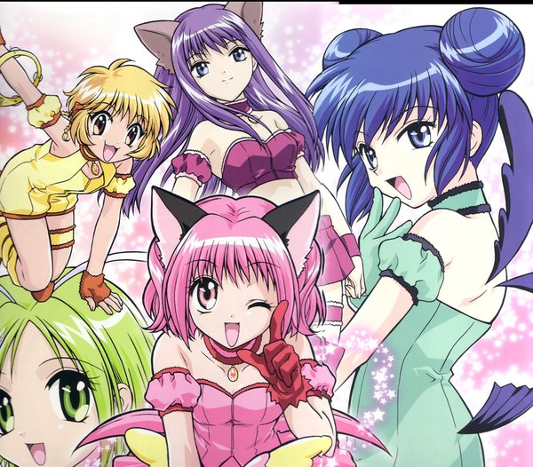 Anime picture 2000x1754 with tokyo mew mew studio pierrot momomiya ichigo mew ichigo mint aizawa midorikawa lettuce fong pudding fujiwara zakuro highres cat girl girl