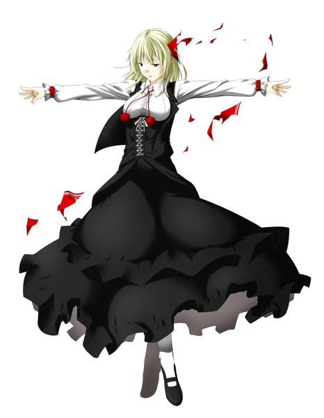 Anime picture 1555x2000 with touhou rumia niwatazumi single tall image short hair simple background blonde hair red eyes white background spread arms girl dress