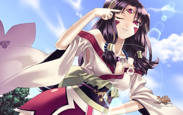 Anime picture 1900x1200 with agarest senki hirano katsuyuki long hair highres black hair red eyes girl