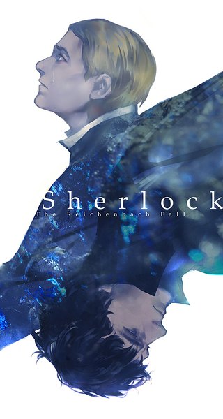 Anime picture 500x935 with sherlock holmes (series) sherlock (bbc) sherlock holmes sherlock holmes (sherlock) john hamish watson coralstone tall image fringe short hair black hair simple background blonde hair white background multiple boys copyright name tears surprised boy 2 boys cloak