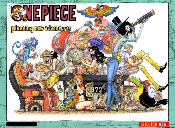 Anime picture 1770x1300 with one piece toei animation nami (one piece) monkey d. luffy nico robin roronoa zoro sanji tony tony chopper usopp franky brook (one piece) oda eiichirou long hair fringe highres short hair breasts open mouth light erotic black hair