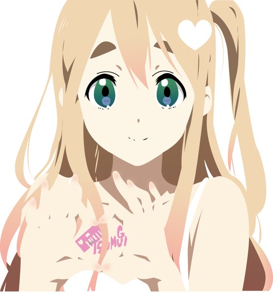 Anime picture 1742x1874 with k-on! kyoto animation kotobuki tsumugi long hair tall image highres blonde hair white background green eyes girl