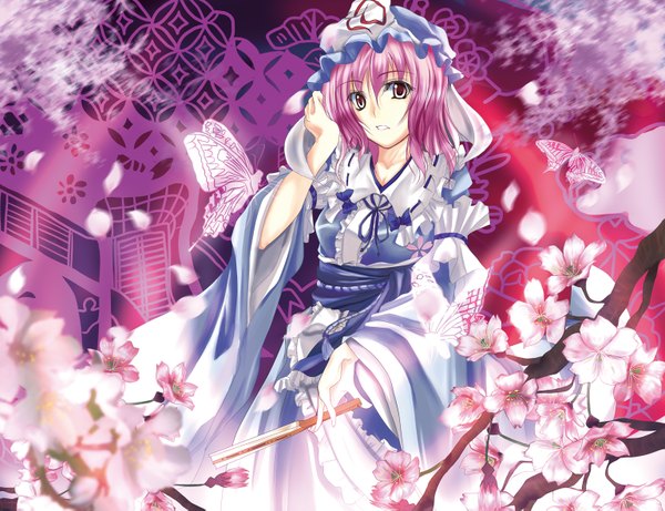 Anime picture 1536x1181 with touhou saigyouji yuyuko oimari (artist) cherry blossoms girl