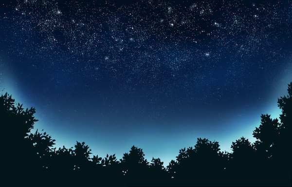 Anime picture 1250x800 with original akano sakura night landscape nature star (stars)