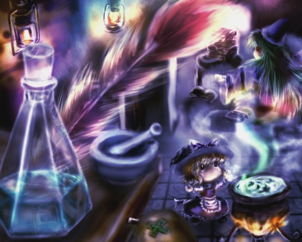 Anime picture 1280x1024 with touhou kirisame marisa mima tagme (artist) witch girl