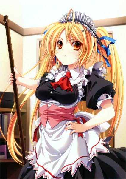 Anime picture 3389x4803 with miyama zero single long hair tall image highres blonde hair yellow eyes absurdres maid girl