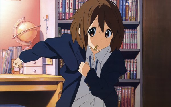Anime picture 2560x1600 with k-on! kyoto animation hirasawa yui highres wide image globe