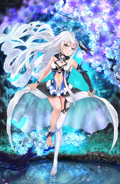 Anime picture 2758x4206 with honkai impact 3rd honkai (series) bronya zaychik bronya zaychik (herrscher of reason) project bunny erng.h single tall image looking at viewer blush fringe highres breasts open mouth light erotic hair between eyes standing bare shoulders cleavage silver hair