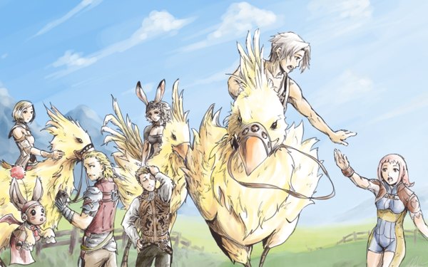 Anime picture 1280x800 with final fantasy final fantasy xii square enix moogle viera fran ashelia b'nargin dalmasca chocobo penelo basch fon ronsenburg vaan wide image everyone balflear