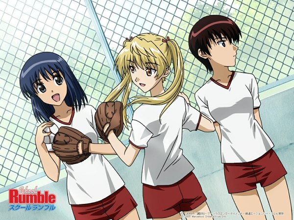 Anime picture 1024x768 with school rumble wallpaper baseball uniform gym uniform