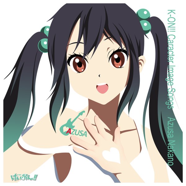 Anime picture 1240x1240 with k-on! kyoto animation nakano azusa kouchou single long hair open mouth black hair red eyes twintails inscription girl
