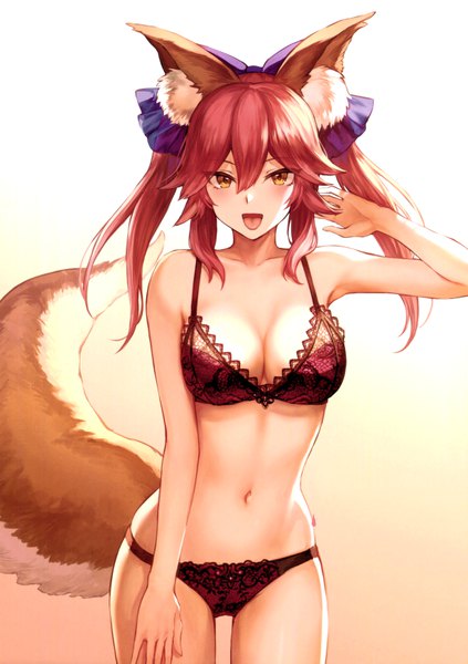 Anime picture 4909x6962 with fate (series) fate/grand order fate/extra tamamo (fate) (all) tamamo no mae (fate) mashuu (neko no oyashiro) single long hair tall image looking at viewer blush fringe highres breasts open mouth light erotic simple background smile hair between eyes standing