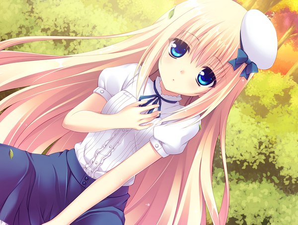 Anime picture 1024x776 with lovely quest long hair blue eyes blonde hair game cg girl dress hat