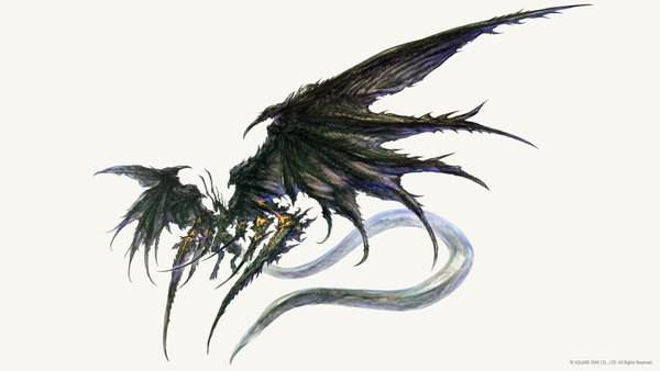 Anime picture 3840x2160 with final fantasy final fantasy xvi square enix bahamut (final fantasy) takahashi kazuya highres simple background wide image white background absurdres full body official art fantasy dragon