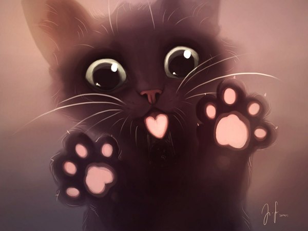 Anime picture 1024x768 with original apofiss simple background no people brown background animal heart tongue cat