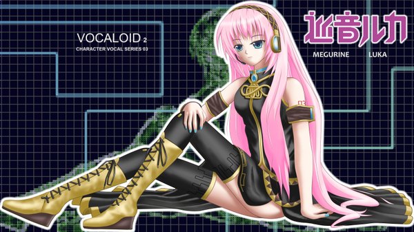 Anime picture 3200x1800 with vocaloid megurine luka highres wide image girl