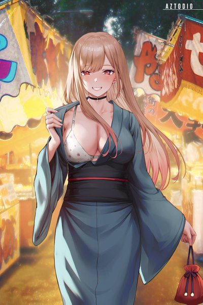 Anime picture 4500x6750 with sono bisque doll wa koi wo suru cloverworks kitagawa marin azto dio single long hair tall image looking at viewer blush fringe highres breasts light erotic blonde hair smile red eyes large breasts standing holding signed