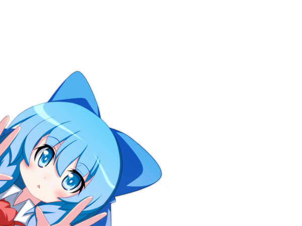 Anime picture 1600x1200 with touhou cirno blush blue eyes blue hair girl bow hair bow