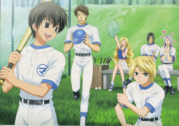 Anime picture 1748x1231 with kyou kara maou studio deen shibuya yuri wolfram von bielefeld conrad weller gwendal von voltaire gunter von christ cecilie von spitzberg highres group baseball baseball bat baseball uniform