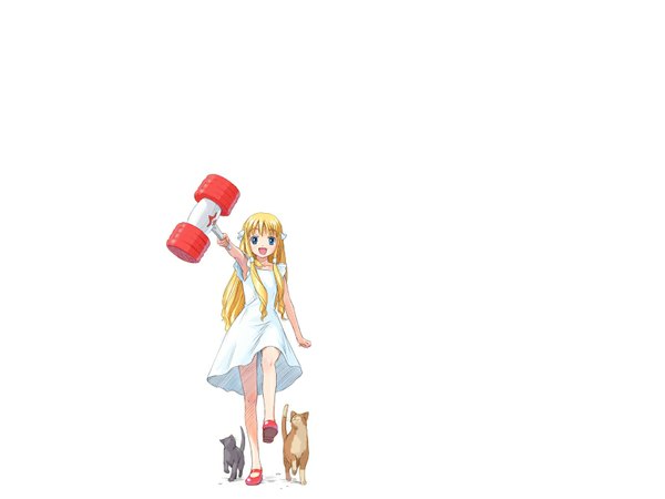 Anime picture 1600x1200 with selen naruko hanaharu white background cat rocket no natsu rocket summer