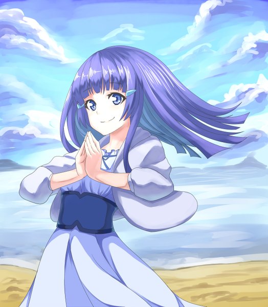Anime picture 2552x2919 with precure smile precure! toei animation aoki reika single long hair tall image highres blue eyes blue hair cloud (clouds) girl dress