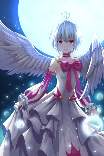 Anime picture 4000x6000 with tate no yuusha no nariagari kinema citrus fitoria (tate no yuusha no nariagari) somari030801 single tall image looking at viewer fringe highres short hair hair between eyes standing absurdres silver hair ahoge outdoors pink eyes light smile night night sky