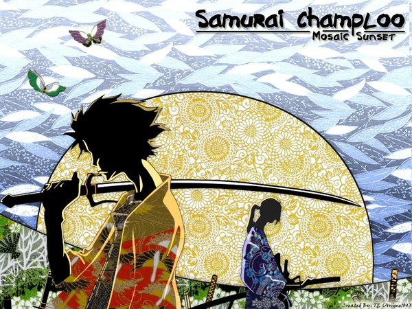 Anime picture 1600x1200 with samurai champloo mugen (samurai champloo) jinnosuke weapon over shoulder boy weapon sword katana