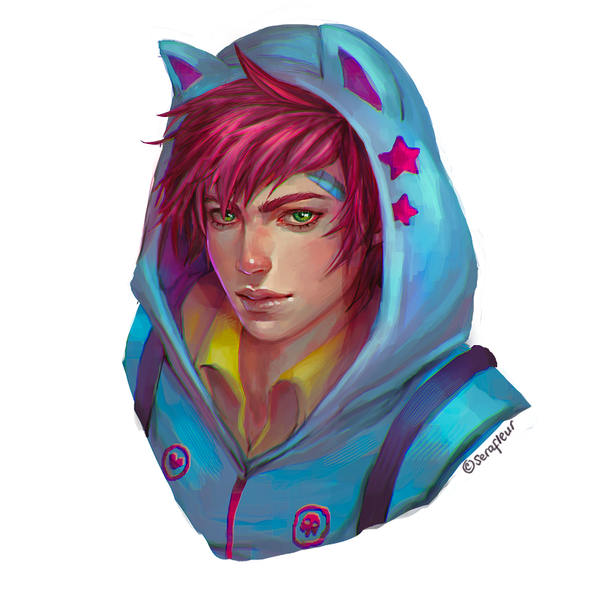 Anime picture 800x800 with abigail diaz single looking at viewer short hair green eyes signed pink hair realistic transparent background open collar animal hood bandaid on face boy jacket star (symbol) hood bandaid