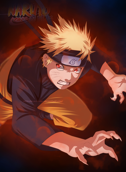 Anime picture 805x1098 with naruto studio pierrot naruto (series) uzumaki naruto tempestdh single tall image short hair blonde hair red eyes fingernails inscription grin coloring facial mark long fingernails whisker markings angry jinchuriki vest