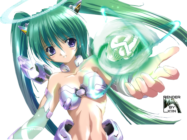 Anime picture 1024x768 with vocaloid hatsune miku blue eyes twintails purple eyes very long hair green hair midriff transparent background transparent girl navel