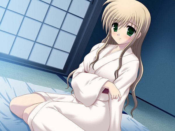 Anime picture 1024x768 with sakura machizaka stories (game) blonde hair green eyes game cg girl
